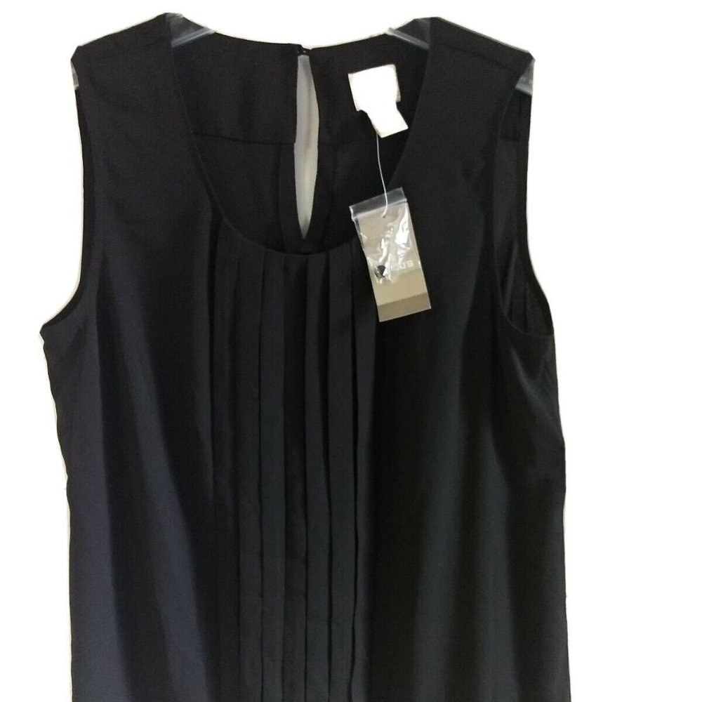 Chicos Black Pleasant Pleats Tank Top Womens Size 0 Small NWT New